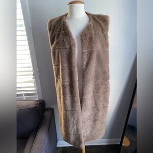 Women’s Long Fur and Faux Fur Vest Jacket